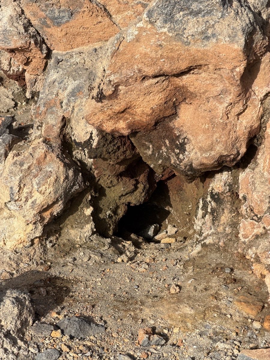 Close-up of oxidised orange volcanic rock on Mount Teide